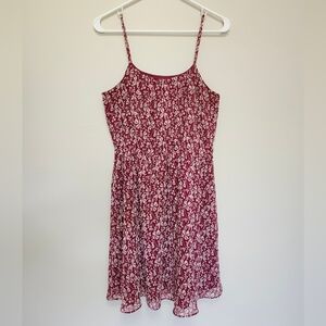 Ann Taylor Fit N Flare Floral Pink Fuschia Dress Small Petite